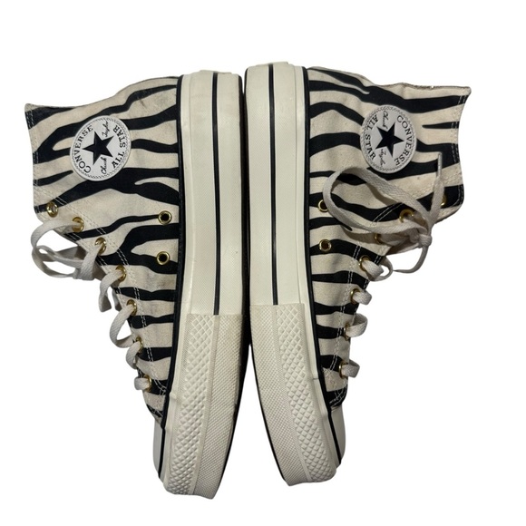 Custom Converse Zebra Stripe High-Top Sneakers With Gold Sparkles. 💖 - Picture 4 of 12